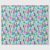 フェスティバル名門私立校風のクリスマスツリーパターン ラッピングペーパー (フラット)