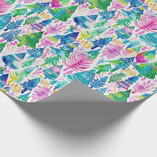 フェスティバル名門私立校風のクリスマスツリーパターン ラッピングペーパー (角)