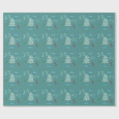 フェスティバル喜び |名前付きターコイズクリスマスギフトラップ ラッピングペーパー (フラット)