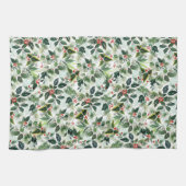 フェスティバル変成ウィンターベリーパターンクリスマス キッチンタオル (横)