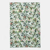 フェスティバル変成ウィンターベリーパターンクリスマス キッチンタオル (縦)