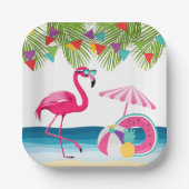フェスティバル夏ビーチピンクフラミンゴベビーシャワー ペーパープレート (正面)