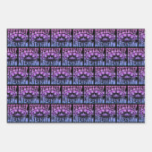 フェスティバル夢を見るヴィンテージレトロピンク – ブルー+ブラック ラッピングペーパーシート (正面3)