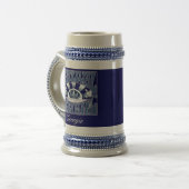 フェスティバル夢ヴィンテージレトロネイビーホワイトグラフィック ビールジョッキ (正面左)