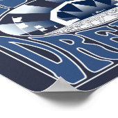 フェスティバル夢ヴィンテージレトロネイビーホワイトグラフィック ポスター (角)