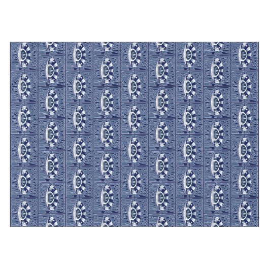 フェスティバル夢ヴィンテージレトロネイビー・ホワイト海軍 テーブルクロス (正面(横))
