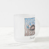 フェスティバル夢ヴィンテージレトロブルーブラウングラフィック フロストグラスマグカップ (正面右)