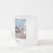 フェスティバル夢ヴィンテージレトロブルーブラウングラフィック フロストグラスマグカップ (正面左)