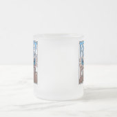 フェスティバル夢ヴィンテージレトロブルーブラウングラフィック フロストグラスマグカップ (中央)