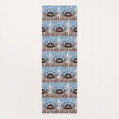 フェスティバル夢ヴィンテージレトロブルーブラウングラフィック ヨガマット (裏面)