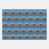 フェスティバル夢ヴィンテージレトロブルーブラウンミックス ラッピングペーパーシート (正面3)