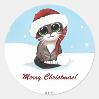 フェスティバル子猫メリークリスマスペルソナライズ ラウンドシール