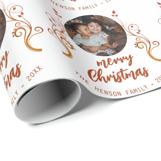 フェスティバル家族写真紅葉楽しいクリスマス ラッピングペーパー (ロールコーナー)