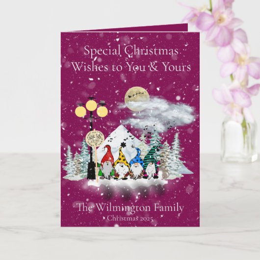 フェスティバル小妖精や小人カルテットファミリーフォトクリスマスフォールディング カード (蘭)