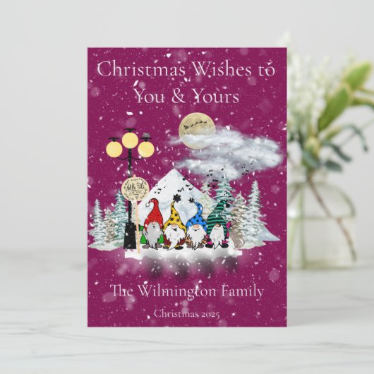 フェスティバル小妖精や小人カルテットファミリーフォトクリスマスフラット カード (スタンド正面)