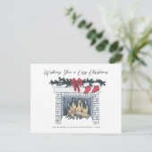 フェスティバル居心地の良い暖炉クリスマスカード ポストカード (スタンド正面)