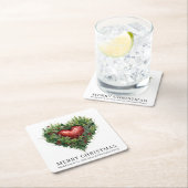 フェスティバル常緑ハート スクエアペーパーコースター (インサイチュ)