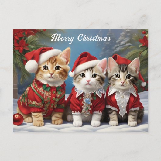 フェスティバル帽子をかわいい猫たち ポストカード (正面)