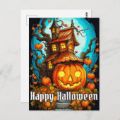 フェスティバル幽霊のよく出るツリーハウス |ハッピーハローウィン ポストカード (正面/裏面)
