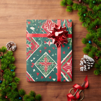 フェスティバル幾何学的クリスマスチャームラッピング紙 ラッピングペーパー