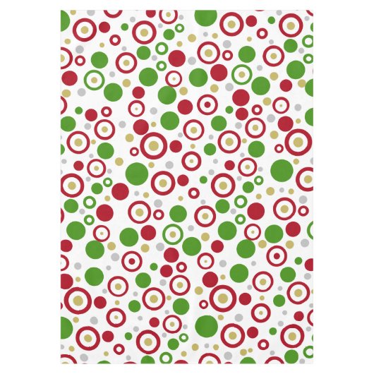 フェスティバル幾何学的クリスマスレッドグリーンシルバー金ゴールド テーブルクロス (正面)