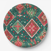 フェスティバル幾何学的チャームクリスマス紙プレート ペーパープレート (正面)