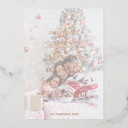 フェスティバル引用文フォトオーバーレイクリスマスラグリー 箔シーズンカード (正面)