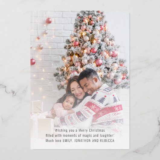 フェスティバル引用文フォトオーバーレイクリスマスラグリー 箔シーズンカード (裏面)