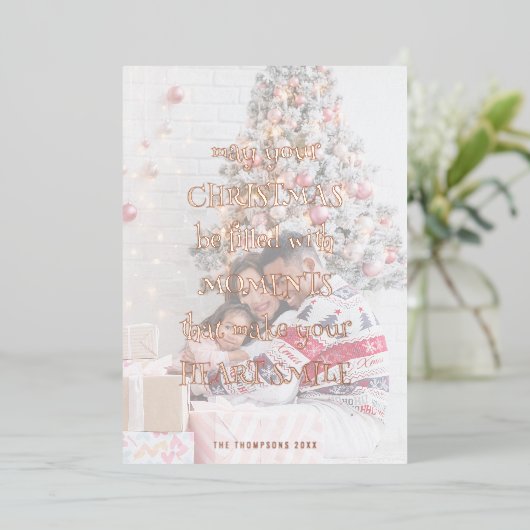 フェスティバル引用文フォトオーバーレイクリスマスラグリー 箔シーズンカード (立ち正面)