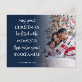 フェスティバル引用文フォトオーバーレイネイビーブルー シーズンポストカード (正面)