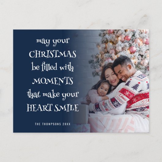 フェスティバル引用文フォトオーバーレイネイビーブルー シーズンポストカード (正面)