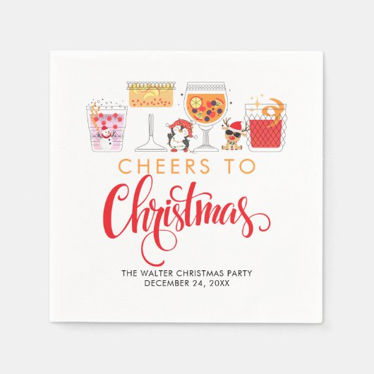 フェスティバル応援トゥクリスマスカクテルホリデーパーティー スタンダードカクテルナプキン (正面)