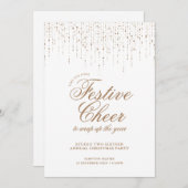 フェスティバル応援金ゴールドティンセルホ企業のリデーパーティー 招待状 (正面/裏面)