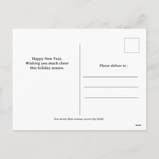 フェスティバル応援 | エレガントHappy New Year 6 Photo シーズンポストカード (裏面)