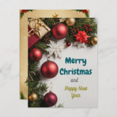 フェスティバル応援：クリスマスと新年の挨拶 シーズンカード (正面/裏面)