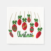 フェスティバル応援:ボール深いクリスマスナプキン スタンダードカクテルナプキン (正面)