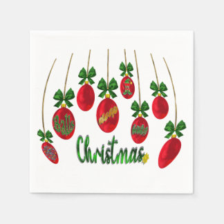 フェスティバル応援：ボール深いクリスマスナプキン スタンダードカクテルナプキン