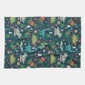 フェスティバル恐竜のクリスマスパターン キッチンタオル (横)