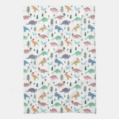 フェスティバル恐竜のクリスマスパターン キッチンタオル (縦)