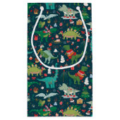 フェスティバル恐竜のクリスマスパターン スモールペーパーバッグ (裏面)