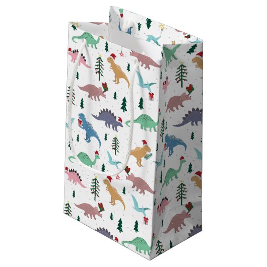フェスティバル恐竜のクリスマスパターン スモールペーパーバッグ (裏面アングル)