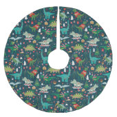 フェスティバル恐竜のクリスマスパターン ブラッシュドポリエステルツリースカート (正面)