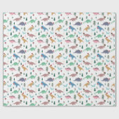 フェスティバル恐竜のクリスマスパターン ラッピングペーパー (フラット)