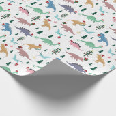 フェスティバル恐竜のクリスマスパターン ラッピングペーパー (角)