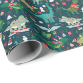 フェスティバル恐竜のクリスマスパターン ラッピングペーパー (ロールコーナー)