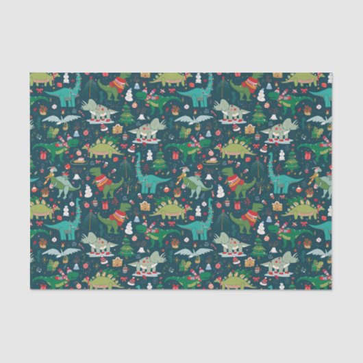 フェスティバル恐竜のクリスマスパターン 薄葉紙 (正面)