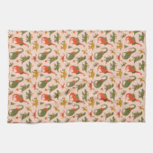 フェスティバル恐竜クリスマスツリーホリデーパターン キッチンタオル (横)