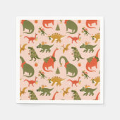 フェスティバル恐竜クリスマスツリーホリデーパターン スタンダードカクテルナプキン (正面)