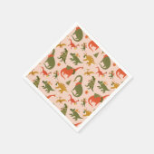 フェスティバル恐竜クリスマスツリーホリデーパターン スタンダードカクテルナプキン (角)