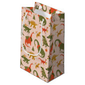 フェスティバル恐竜クリスマスツリーホリデーパターン スモールペーパーバッグ (裏面アングル)